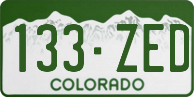 CO license plate 133ZED