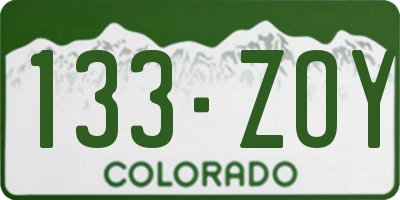 CO license plate 133ZOY