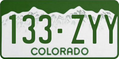 CO license plate 133ZYY