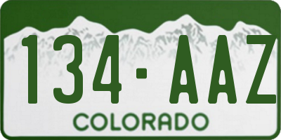 CO license plate 134AAZ