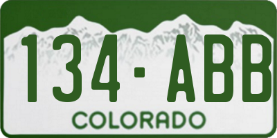 CO license plate 134ABB