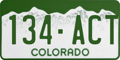 CO license plate 134ACT