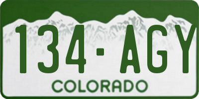 CO license plate 134AGY
