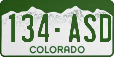 CO license plate 134ASD