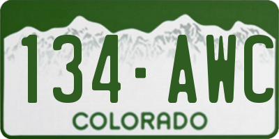 CO license plate 134AWC