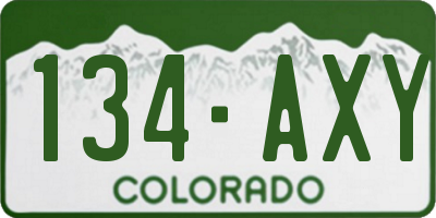 CO license plate 134AXY