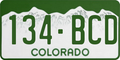 CO license plate 134BCD