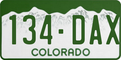 CO license plate 134DAX
