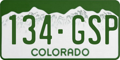 CO license plate 134GSP
