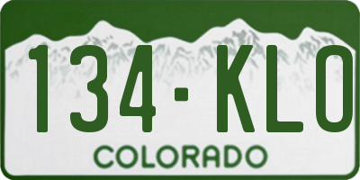 CO license plate 134KLO