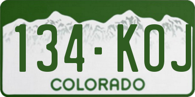 CO license plate 134KOJ