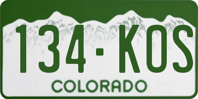 CO license plate 134KOS