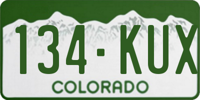 CO license plate 134KUX