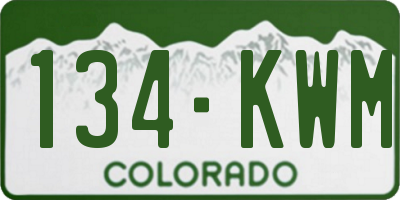 CO license plate 134KWM