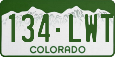 CO license plate 134LWT