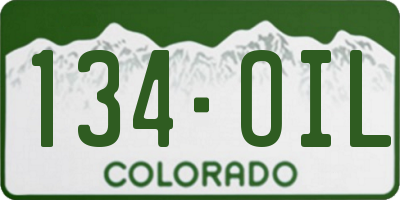 CO license plate 134OIL