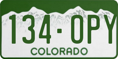 CO license plate 134OPY