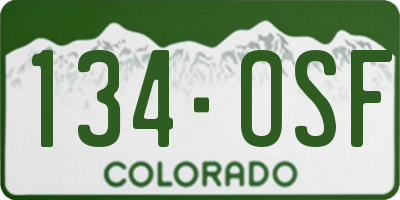 CO license plate 134OSF