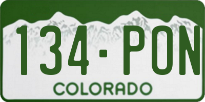 CO license plate 134PON