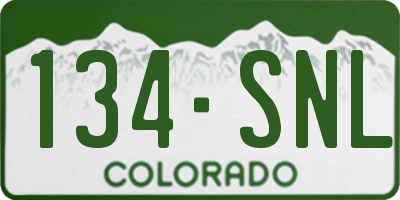 CO license plate 134SNL
