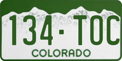 CO license plate 134TOC