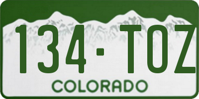CO license plate 134TOZ