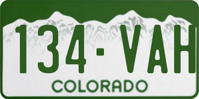CO license plate 134VAH