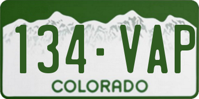 CO license plate 134VAP