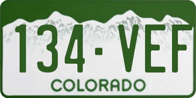 CO license plate 134VEF