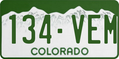 CO license plate 134VEM