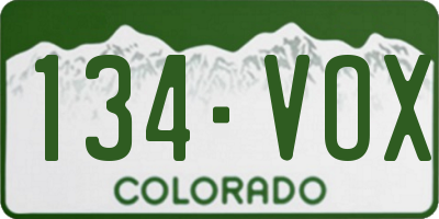 CO license plate 134VOX