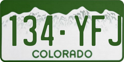 CO license plate 134YFJ