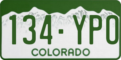 CO license plate 134YPO