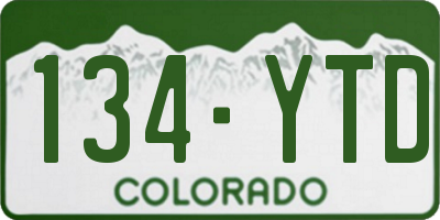 CO license plate 134YTD