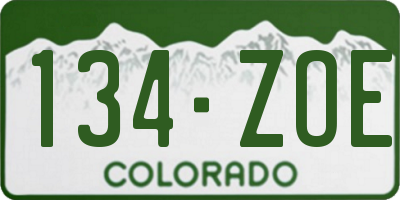 CO license plate 134ZOE