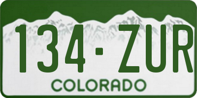 CO license plate 134ZUR