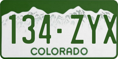 CO license plate 134ZYX