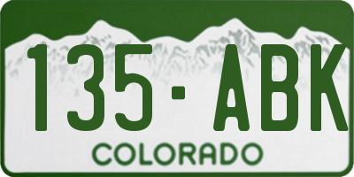 CO license plate 135ABK