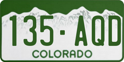 CO license plate 135AQD
