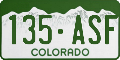 CO license plate 135ASF