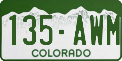 CO license plate 135AWM