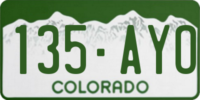 CO license plate 135AYO
