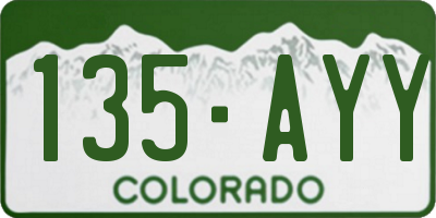 CO license plate 135AYY