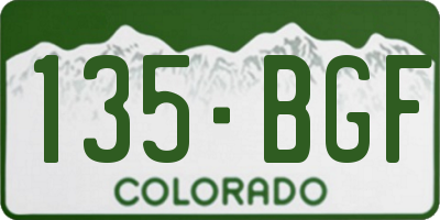 CO license plate 135BGF
