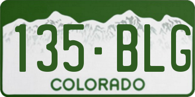 CO license plate 135BLG