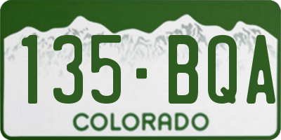 CO license plate 135BQA