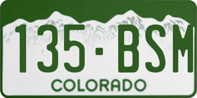 CO license plate 135BSM