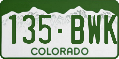 CO license plate 135BWK