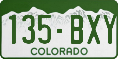 CO license plate 135BXY