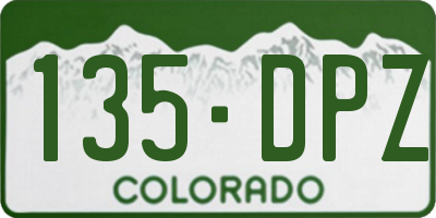 CO license plate 135DPZ
